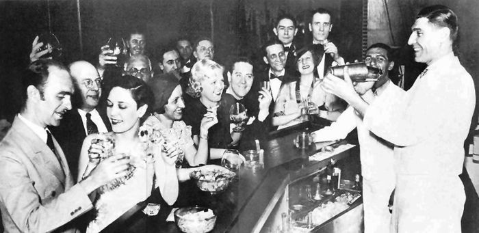 a bustling speakeasy in the 1920s