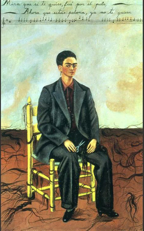 frida kahlo's self portrait with cropped hair