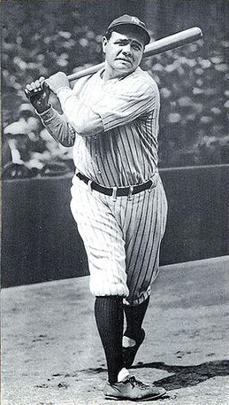 babe ruth with a bat after a practice swing